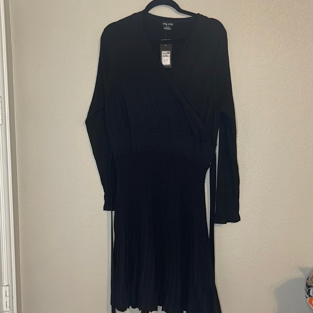 City Chic black pleated dress